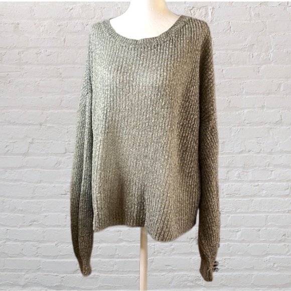 EVERYBODY Talks gray crewneck long sleeved sweater oversized boxy runs big SZ S - Picture 1 of 12